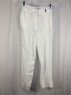 NET TONET Womens White Linen Pants Unlined Size 4 Italian Designer